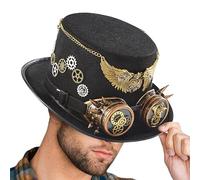Qukoielly Costumi di Halloween Steampunk, cappello jazz occidentale - Steampunk Robusto cappello,Costumi di Halloween con cinturino regolabile per gotici