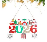 Qukoielly Ornamento natalizio in legno, decorazione per feste invernali, cartello natalizio in legno, per interni, pareti, finestre, portici, porte d'ingresso e esterni
