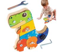 Qukoielly Tavolo Sensoriale con Cacciavite per Bambini,Giocattolo Educativo in Legno per la Prima Infanzia - Tavolo a Dinosauro per Sviluppare Motricità Fine, Coordinazione e attività Sensoriali