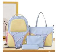Qukoielly Zaino Scolastico | Set di 4 Borse Scolastiche | Astuccio Libro di Archiviazione Viaggio Design per Ragazza Quotidiano Aula Studio Cancelleria Organizzazione Brevi Viaggi Sociale Shopping