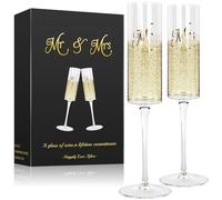 Qulable Set di 2 calici da champagne Mr & Mrs, regalo di fidanzamento, regalo di nozze per coppie, 210 ml, eleganti bicchieri per champagne, prosecco, Natale, compleanno (MR & MRS)