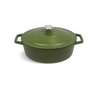 QULINART - Casseruola ovale in ghisa 4,7 l, coperchio in ghisa con manico in acciaio inox senza PFOA, adatta a tutti i piani cottura, tra cui induzione, forno, frigorifero, congelatore, lavatrice