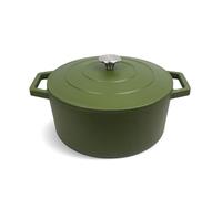 QULINART - Casseruola rotonda in ghisa di acciaio, 6,8 l, coperchio in ghisa con manico in acciaio inox senza PFOA, adatta a tutti i piani cottura, tra cui induzione, forno, frigorifero, congelatore