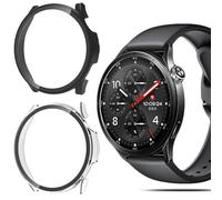 QULLOO 2 pezzi Custodia per Xiaomi Watch S5 Protezione Schermo Duro PC Materiale Custodia di Protezione Completa Cassa di Vetro Temperato per Xiaomi Watch S5, Nero + Trasparente
