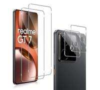 QULLOO 2 Pezzi Vetro Temperato Pellicola per Realme GT 7 /GT 7T & 2 Pezzi Pellicola Fotocamera Posteriore, Protettiva Protezione Schermo, Durezza 9H, Anti-Graffio