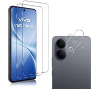 QULLOO 2 Pezzi Vetro Temperato Pellicola per Vivo V60 Lite 5G & 2 Pezzi Pellicola Fotocamera Posteriore, Protettiva Protezione Schermo, Durezza 9H, Anti-Graffio