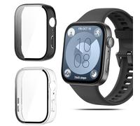 QULLOO Cover con Vetro Temperato per HUAWEI Watch FIT 3, Copertura Completa Custodia, PC Custodia Tocco Sensibile HD Clear Pellicola Protettiva, Trasparente + Nero
