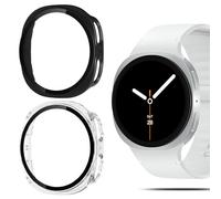 QULLOO Cover con Vetro Temperato per Samsung Galaxy Watch 8 40mm, Copertura Completa Custodia, PC Custodia Tocco Sensibile HD Clear Pellicola Protettiva, Nero + Trasparente