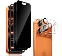 QULLOO Pellicola protettiva per la privacy per iPhone 17 Pro Max e protezione per obiettivo della fotocamera, confezione da 2 + 2 pellicole in vetro temperato 9H, pellicola protettiva in vetro