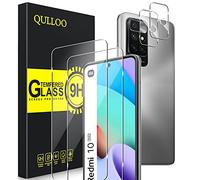 QULLOO Pellicola Protettiva per Xiaomi Redmi 10 4G 2022/2021 [2 Pezzi] + Pellicola Fotocamera [2 Pezzi], 9H Durezza HD Chiaro Pellicola Vetro Temperato