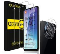 QULLOO Pellicola Vetro Temperato per Xiaomi Redmi 14C/Poco C75, 2 Pezzi Vetro Protettiva e 2 Pezzi Pellicola Fotocamera, Durezza 9H Anti Graffio Vetrino Protezione Schermo