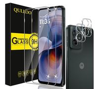 QULLOO Vetro Temperato per Motorola Moto G55, 2 Pezzi Pellicola Vetro Protettiva e 2 Pezzi Pellicola Fotocamera, Durezza 9H Anti Graffio HD Trasparente Vetrino Protezione Schermo
