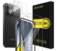 QULLOO Vetro Temperato per Xiaomi Poco F8 Pro, 2 Pezzi Pellicola Vetro Protettiva e 2 Pezzi Pellicola Fotocamera, Durezza 9H Anti Graffio HD Trasparente Vetrino Protezione Schermo