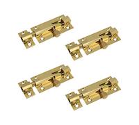 Quluxe - Chiavistello scorrevole in ottone massiccio, 5 cm, in ottone anticato, per cancello scorrevole, colore: oro (confezione da 4)