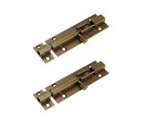 Quluxe - Chiavistello scorrevole in ottone massiccio da 7,8 cm, in ottone anticato, per cancello scorrevole, colore: Bronzo (confezione da 2)