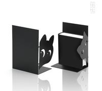 QUMENEY 1 paio di fermalibri decorativi a forma di gatto, resistenti fermalibri in metallo con motivo gattino per scaffali, antiscivolo, per casa, ufficio, biblioteca, scuola, scrittura