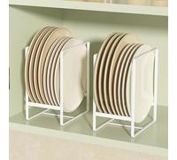 QUMENEY 2 Pezzi Supporto per Piatti Organizer Armadio Multifunzionale Porta Piatti Armadio da Cucina Conservazione Scolapiatti per Piatti Coperchio di Pentola Tagliere Supporto Bianco (L)