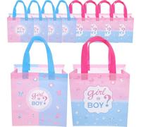 QUMIIRITY 10 Borse Tote Riutilizzabili Non Tessuto 23x22x11 Cm, Sacchetti Bomboniere per Shower e Festa Rivelazione Sesso, Forniture Feste Stampa Lettere, Set da 10 Pezzi