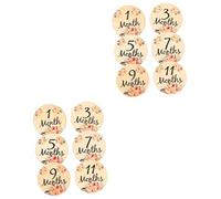 QUMIIRITY 12pezzi Dischi Di Legno Per Traguardi Mensili Del Cartoline Legno Con Design Fiori Segna Mensilità Per Accessorio Fotografico Per Anno Di Vita
