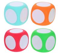 QUMIIRITY 4 Dadi Scrivibili in Schiuma da 6 Cm Cancellabili a Secco, Cubi Matematici Grandi Colorati per Attività Didattiche in Homeschooling, Supporto Educativo Sicuro