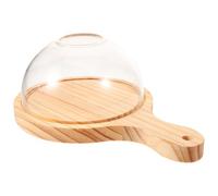 QUMIIRITY Copertura a Cupola Trasparente per Alimenti con Base in Legno, Coperchio per Affumicatura Alimentare Diametro 15 Cm, Copertura per Dessert e Stoviglie da Ristorazione per