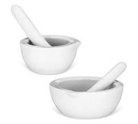 QUMIIRITY Set 2 Pezzi Ciotole Mortaio in Ceramica da 60mm e 90mm Pestello per Macinare Spezie, Pillole e Integratori, Utensili Cucina Multifunzione per Uso Domestico e Preparazione