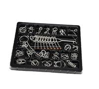 QUMIIRITY Set Di Puzzle Per Cervello e Rompicapo Ad Anello in Metallo 25 Pezzi, Gioco Di Intelligenza Da Tavolo Per Bambini e Adulti, Stimolazione Mentale e Intrattenimento Educativo