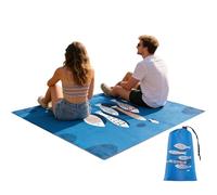 Qumiuu Ampia Coperta da Spiaggia - Impermeabile 140x198 cm Pesce Blu | Coperta Grande Impermeabile Antisabbia | per Adulti Bambini Campeggio Escursionismo Viaggio Prato Vacanza Estiva