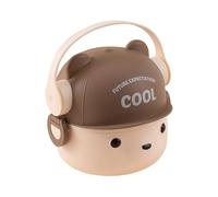 Qumiuu Contenitore per il pane per bambini per la Kita, 800 ml, doppio strato, con orso dolce, isolato, per la preparazione dei pasti, per mangiare sano, viaggi, lavoro