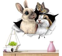 Qumiuu Decalcomanie da muro con animali,Decalcomanie da muro con coniglio | Decalcomanie da muro Adesivo rimovibile gatto/coniglietto | Poster impermeabili di animali dei cartoni animati,