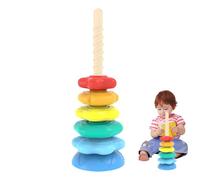 Qumiuu Gioco Per Bambini Anelli Impilabili - Torretta Girevole per Bambini | Cubo Attività con Torre Impilabile e per Gioco Sensoriale, Ordinamento, Sviluppo Abilità Motorie Fini per Bambina e Bambino