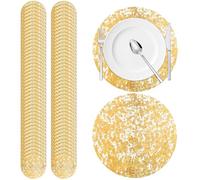 Qumiuu Sottopiatti Dorati | 100 Pezzi Tovaglioli Da Pranzo Nozze Tovaglioli | Sottobicchiere 33 Cm Foglio Oro Per Festa Riunione Ristorante Cucina Casa Compleanno Matrimonio Evento Vacanza | Per