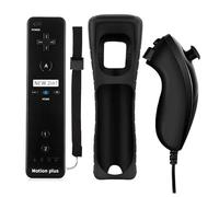 QUMOX Bluetooth Telecomando Wii, 2 in 1 Motion Plus Integrato Remote di Gioco Controller con Custodia in Silicone e Cinturino da Polso per N. Wii e Wii U Nero per Nvidia Shield
