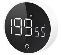 QUMOX F5 Timer Digitale da Cucina con Conto alla Rovescia e Cronometro - Display LED, Volume Regolabile, Base Magnetica, Manopola Girevole, a Batteria - Perfetto per Cucina, Studio e Lavoro - Bianco