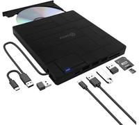 QUMOX Masterizzatore Esterno DVD/CD 8-in-1 USB 3.0 con USB-C, 3 Porte USB, Lettori Schede SD/TF, Masterizzatore Slim per Laptop, Windows 11/10/8/7, Linux, Mac OS