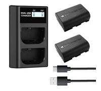 QUMOX Set batteria sostitutiva LP-E6NH e caricabatterie USB, confezione da 2 pezzi da 2250 mAh per batteria LP-E6 LP-E6NH, doppio slot compatibile con Canon EOS R7 R5 R6 R6 II R,5DIV,6DII,7DII,80D,90D