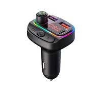 QUMOX Trasmettitore FM Bluetooth 5.0 per Auto con Ricarica Rapida QC3.0 & PD, Luce RGB, Chiamate Vivavoce, Lettore USB/TF, Compatibile iPhone Samsung Huawei
