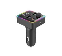 QUMOX Trasmettitore FM Bluetooth 5.3 per Auto con Caricatore Rapido PD30W USB-C, Illuminazione LED 7 Colori, Vivavoce, Porte USB Multiple, 12-24V