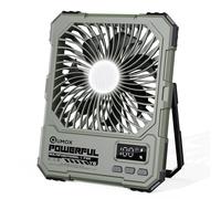 QUMOX Ventilatore da Campeggio Ricaricabile 20000mAh con Luce LED, Telecomando, 100 Livelli di Velocità, Timer 2/4/6H, Gancio e Supporto, Ventilatore Portatile per Tenda, Viaggio, Casa (Verde)