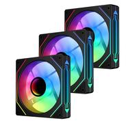 QUMOX Ventola inversa da 120 mm, ventole per case con design a specchio infinito, controllo PWM ed effetto ARGB, funzionamento silenzioso (confezioni da 3) Ventola di aspirazione dell'aria