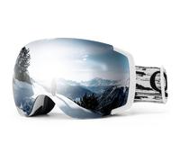 Qunature Maschera da Sci Adulto, Occhiali per Sci Snowboard, UV 400, Ski Goggles Grande Visione senza Montatura, Antiappannamento Antivento, OTG Design per Miopia, Uomo Donna