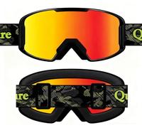 Qunature Maschera da Sci, Occhiali per Snowboard, UV 400, Ski Goggles Grande Visione, Anti-Nebbia, Antivento, Adatto a Snowboard, Arrampicata, Altri Sport Invernali, Nero e Verde