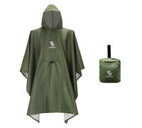 Qunature Poncho Impermeabile 3 in 1, Giacca Antipioggia Uomo Dona Multifunzione, Mantella Antipioggia con Cappuccio Portatile Leggera Riflettore Campeggio Trekking Escursione Picnic, Verde