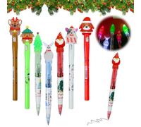 Qunkun 7 penne a sfera retrattili, penne a sfera colorate di Natale, per studenti e bambini