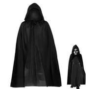 Qunkun Costume da Vampiro Nero Con Mantello e Cappuccio - Costume da Strega per Halloween e Cosplay Con 20 Accessori
