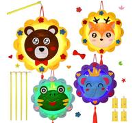 Qunkun Set di 4 lanterne fai da te per bambini, con asta per lanterna, set creativo per San Martino, Halloween, Natale