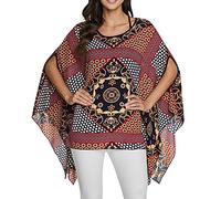 Qunsia Camicetta da donna in chiffon, caftano, poncho, tunica, top coprente, Z-10059, taglia unica