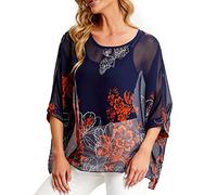 Qunsia Camicetta da donna in chiffon, caftano, poncho, tunica, top coprente, Z-4410, Taglia Unica