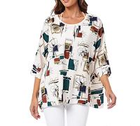 Qunsia Camicetta da donna in chiffon floreale con maniche a pipistrello da spiaggia copricostume a tunica allentata, 4439, Taglia Unica