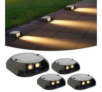 Quntis 4 Pezzi Luci Solari da Esterno Calda Bianca Faretto Segnapasso LED